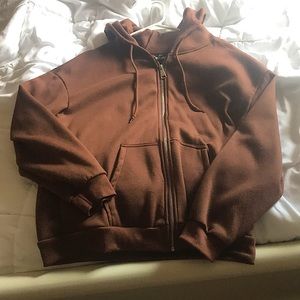 Brown SHEIN Medium Zip Up Hoodie